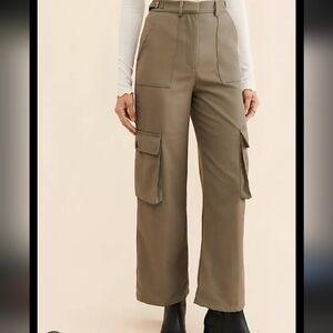 Anthro Green High Waist Retro Cargo Pants
